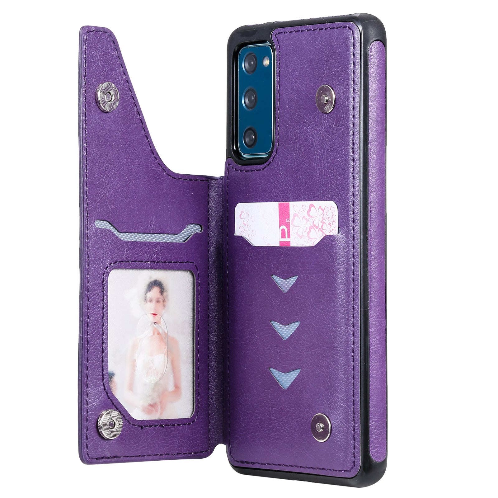 For Samsung Galaxy S20 FE 2022/S20 FE/S20 FE 5G/S20 Lite KT Leather Coated Series-2 Zipper Pocket Design PU Leather Coated Kickstand Phone Case - Purple