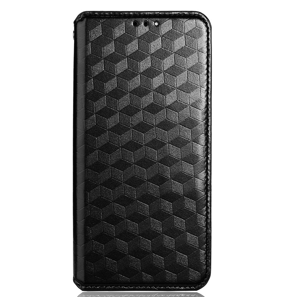 For Samsung Galaxy S20 Plus 4G/5G Imprinting Rhombus Wallet Stand Leather Phone Case Strong Magnet Auto Closing Protective Cover - Black