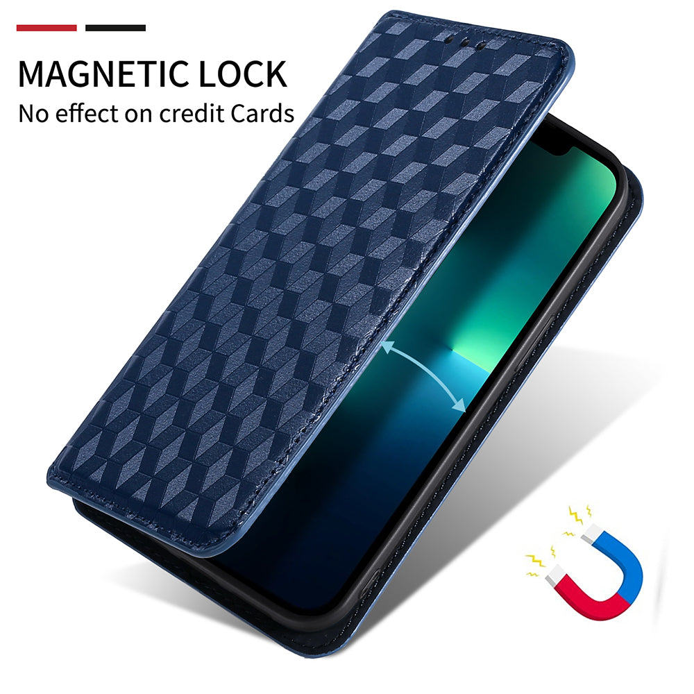 For Samsung Galaxy S20 Plus 4G/5G Imprinting Rhombus Wallet Stand Leather Phone Case Strong Magnet Auto Closing Protective Cover - Blue