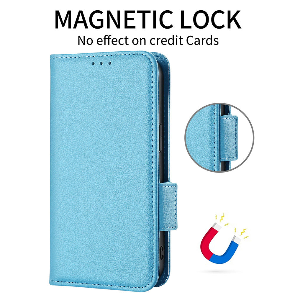 Wallet Stand Phone Leather Cover for Samsung Galaxy S20 Ultra, Litchi Texture Side Magnetic Clasp Case - Baby Blue