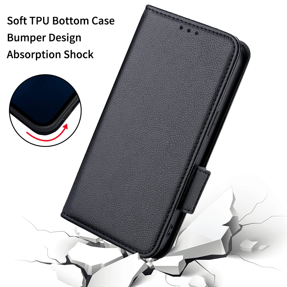 Wallet Stand Phone Leather Cover for Samsung Galaxy S20 Ultra, Litchi Texture Side Magnetic Clasp Case - Black