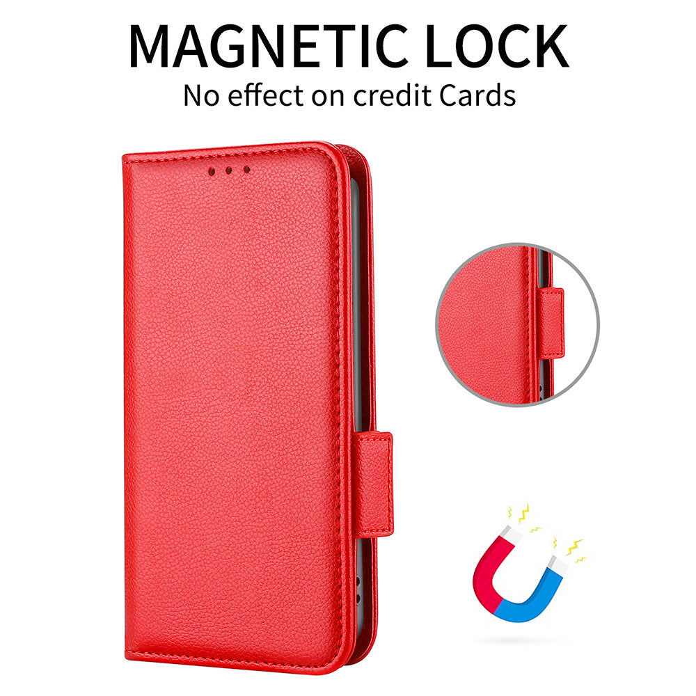 Wallet Stand Phone Leather Cover for Samsung Galaxy S20 Ultra, Litchi Texture Side Magnetic Clasp Case - Red