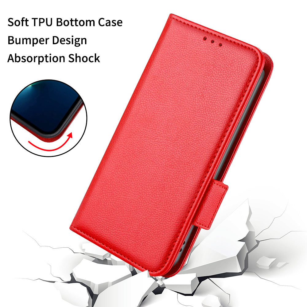 Wallet Stand Phone Leather Cover for Samsung Galaxy S20 Ultra, Litchi Texture Side Magnetic Clasp Case - Red