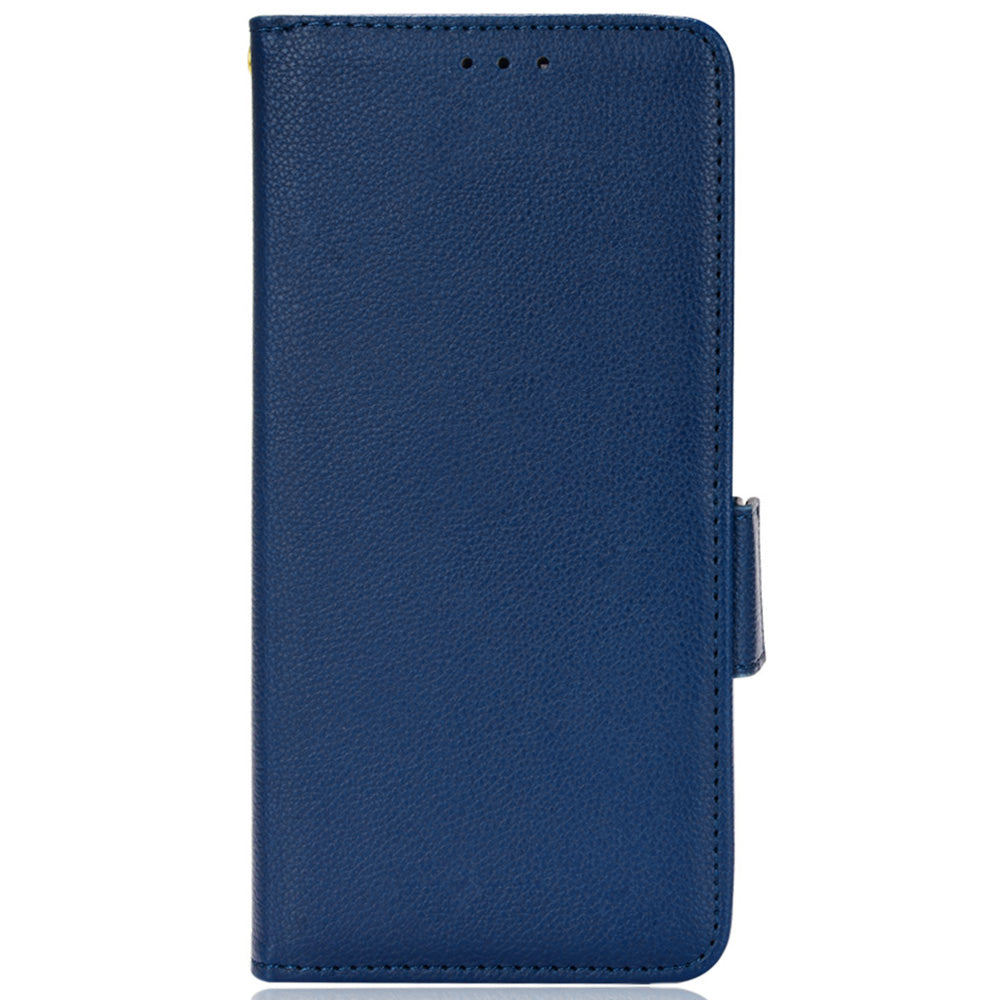 Wallet Stand Phone Leather Cover for Samsung Galaxy S20 Ultra, Litchi Texture Side Magnetic Clasp Case - Dark Blue