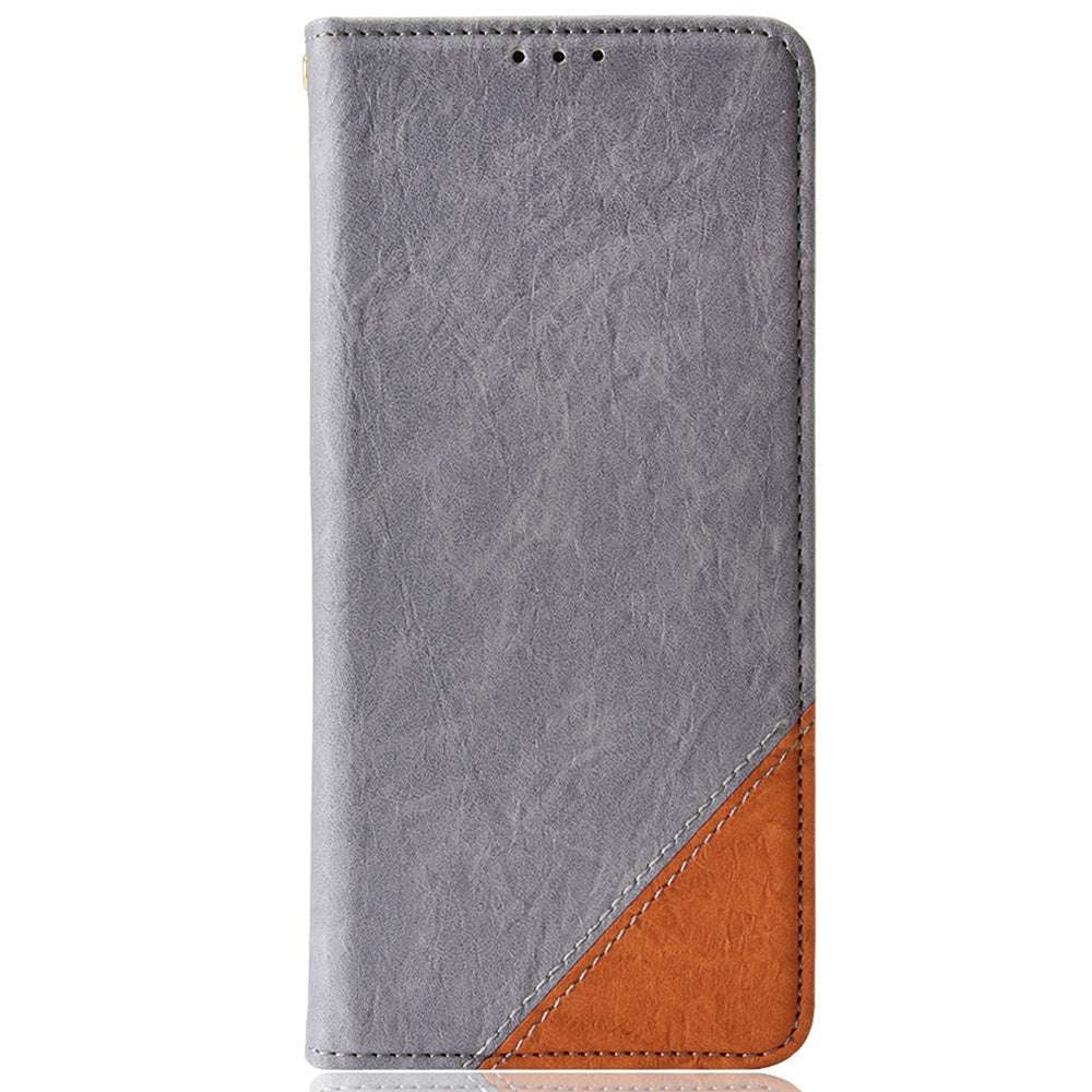 Splicing PU Leather Case for Samsung Galaxy S20 Ultra, Full Protection Magnetic Auto-absorbed Flip Wallet Stand Cover - Grey