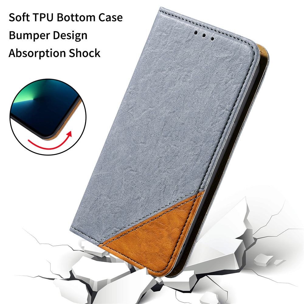 Splicing PU Leather Case for Samsung Galaxy S20 Ultra, Full Protection Magnetic Auto-absorbed Flip Wallet Stand Cover - Grey