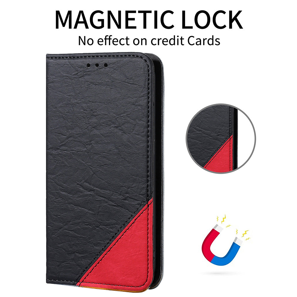 Splicing PU Leather Case for Samsung Galaxy S20 Ultra, Full Protection Magnetic Auto-absorbed Flip Wallet Stand Cover - Black