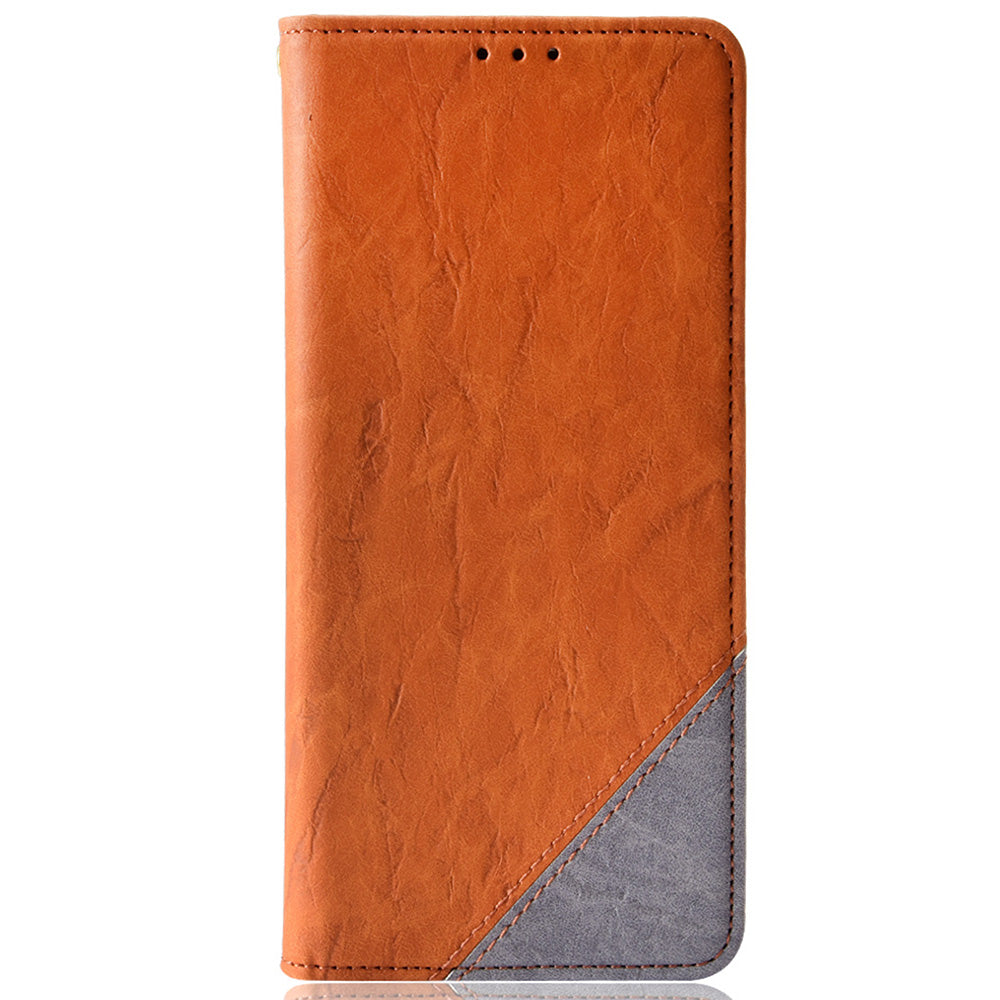 Splicing PU Leather Case for Samsung Galaxy S20 Ultra, Full Protection Magnetic Auto-absorbed Flip Wallet Stand Cover - Brown