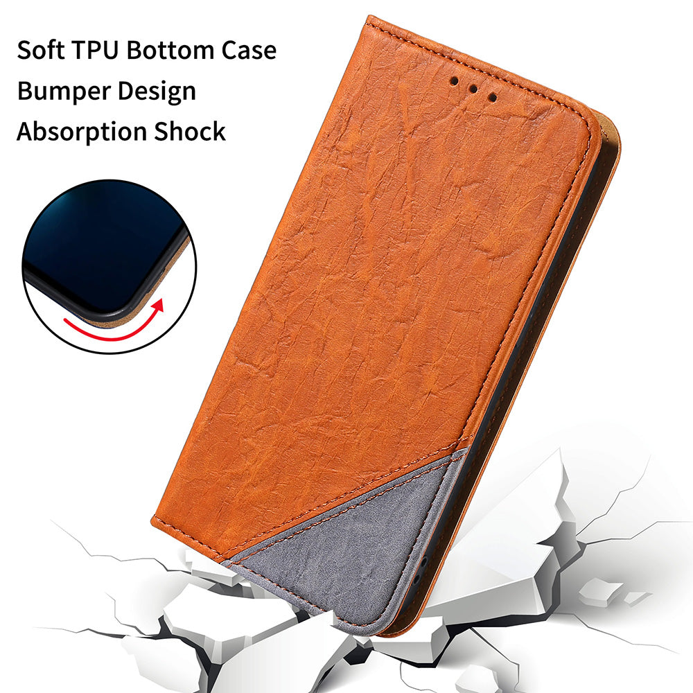 Splicing PU Leather Case for Samsung Galaxy S20 Ultra, Full Protection Magnetic Auto-absorbed Flip Wallet Stand Cover - Brown