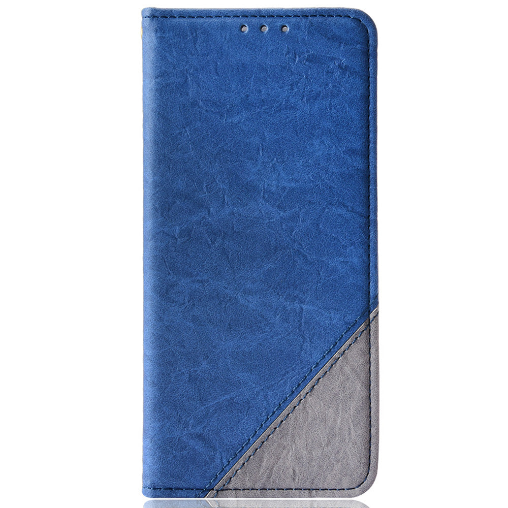 Splicing PU Leather Case for Samsung Galaxy S20 Ultra, Full Protection Magnetic Auto-absorbed Flip Wallet Stand Cover - Blue