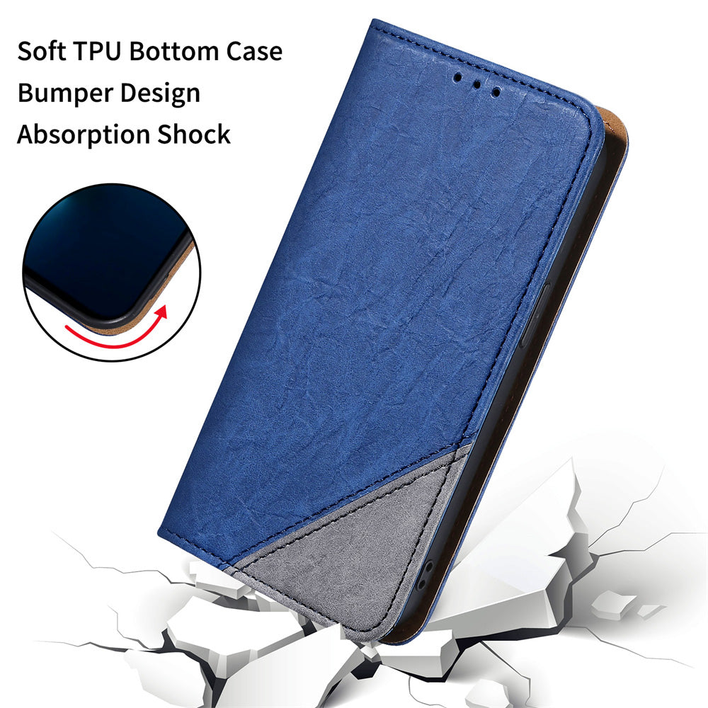 Splicing PU Leather Case for Samsung Galaxy S20 Ultra, Full Protection Magnetic Auto-absorbed Flip Wallet Stand Cover - Blue