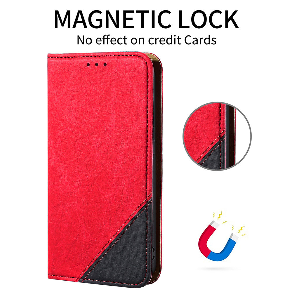 Splicing PU Leather Case for Samsung Galaxy S20 Ultra, Full Protection Magnetic Auto-absorbed Flip Wallet Stand Cover - Red