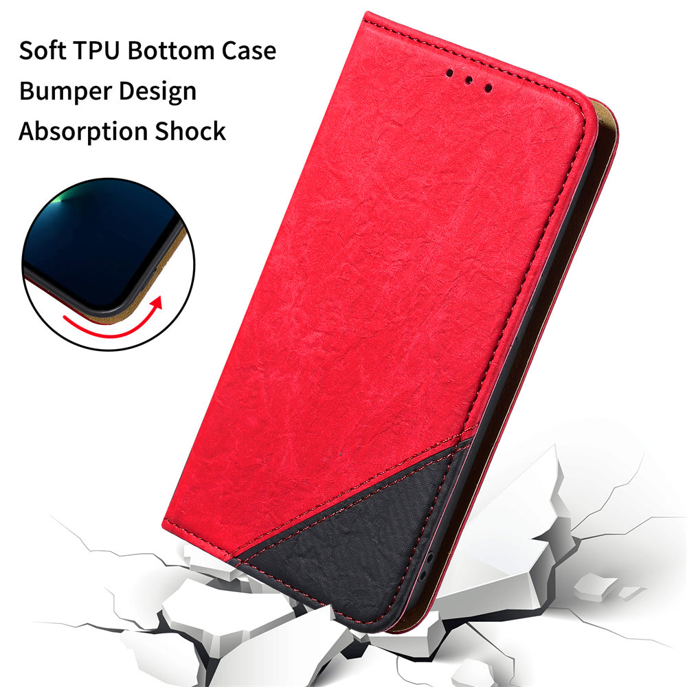 Splicing PU Leather Case for Samsung Galaxy S20 Ultra, Full Protection Magnetic Auto-absorbed Flip Wallet Stand Cover - Red