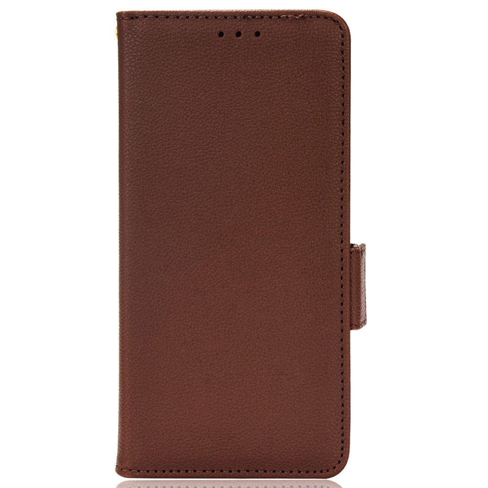 Litchi Texture Leather Stand Phone Case for Samsung Galaxy S20 4G/S20 5G, Side Double Magnetic Clasp Wallet Cover - Brown