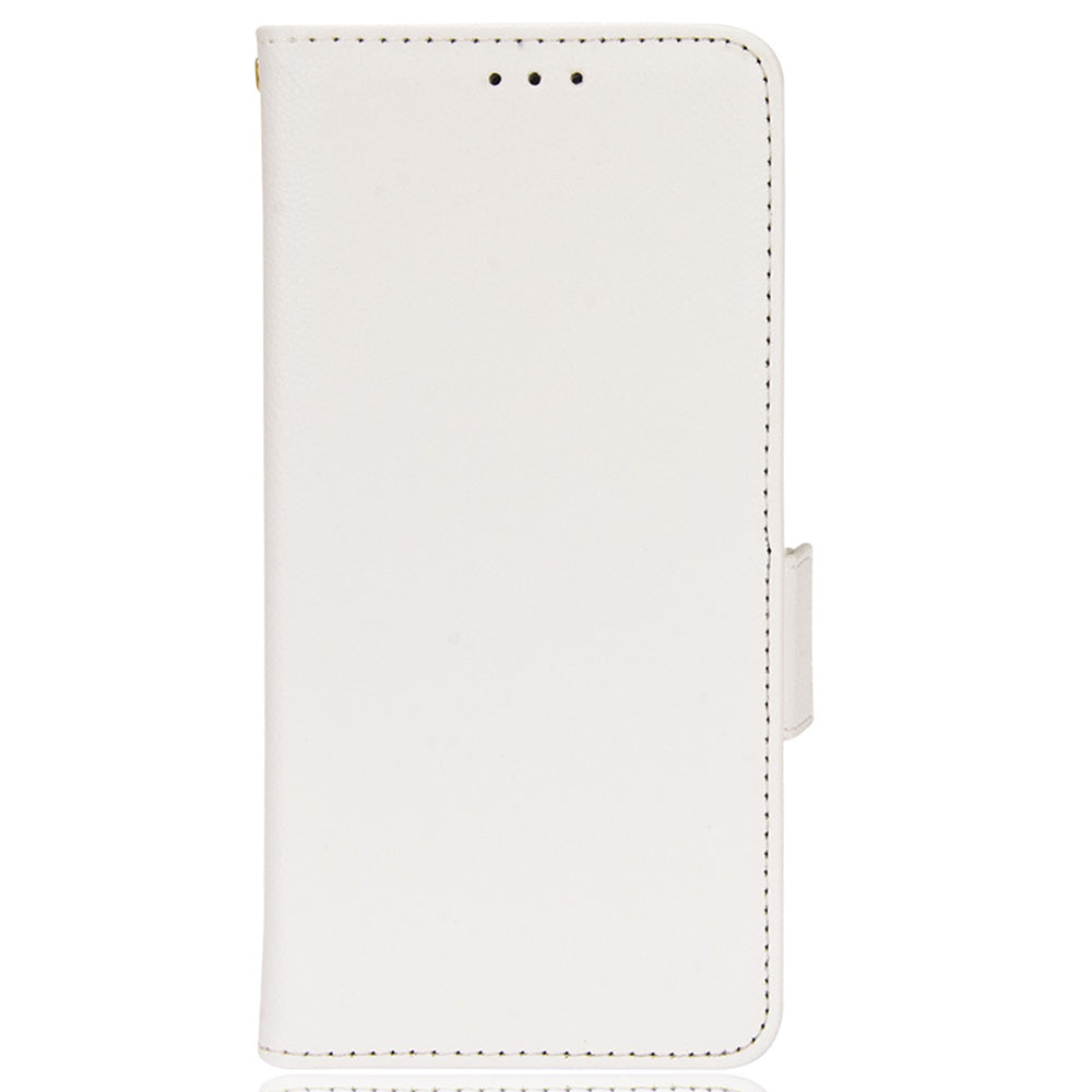 Litchi Texture Leather Stand Phone Case for Samsung Galaxy S20 4G/S20 5G, Side Double Magnetic Clasp Wallet Cover - White