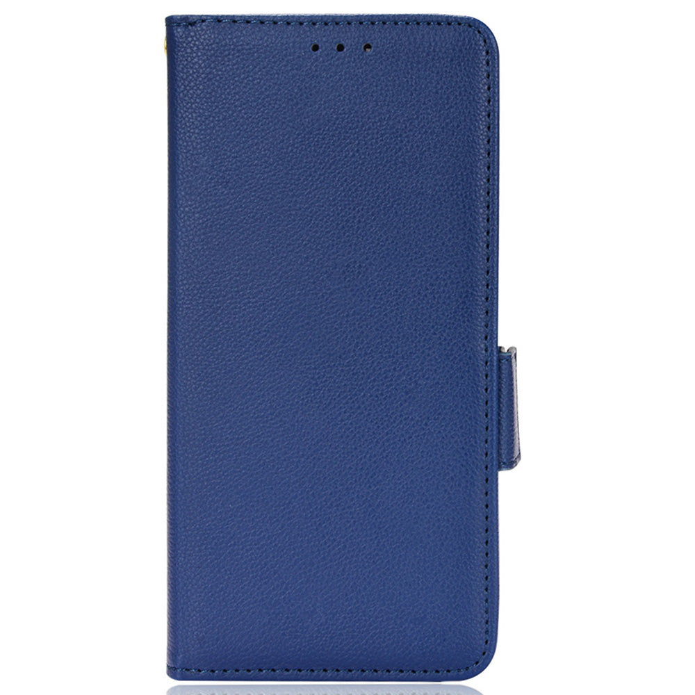 Litchi Texture Leather Stand Phone Case for Samsung Galaxy S20 4G/S20 5G, Side Double Magnetic Clasp Wallet Cover - Dark Blue