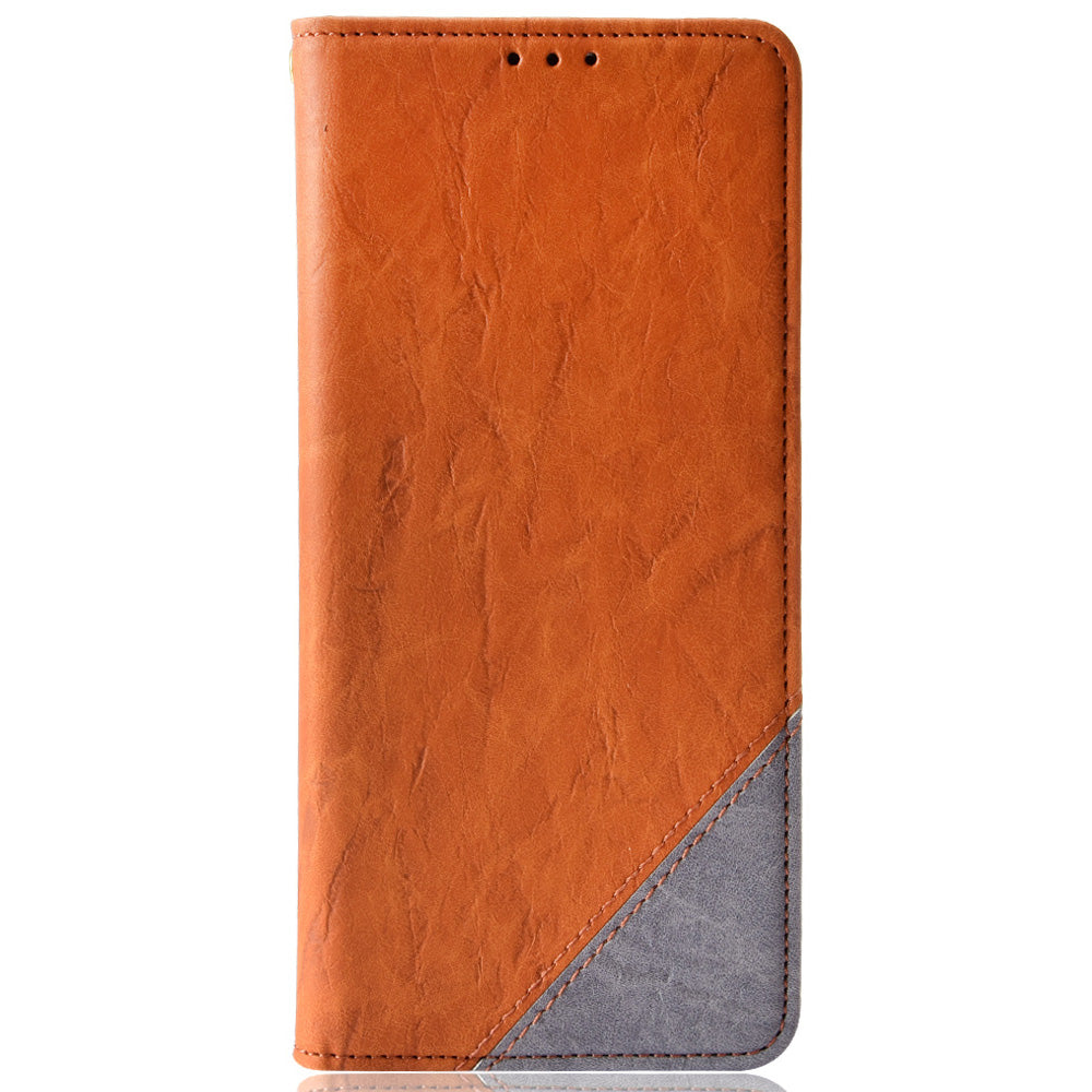 For Samsung Galaxy S20 4G/S20 5G Color Splicing Wallet Stand Leather Case Folio Style Magnetic Auto-absorbed Shell - Brown