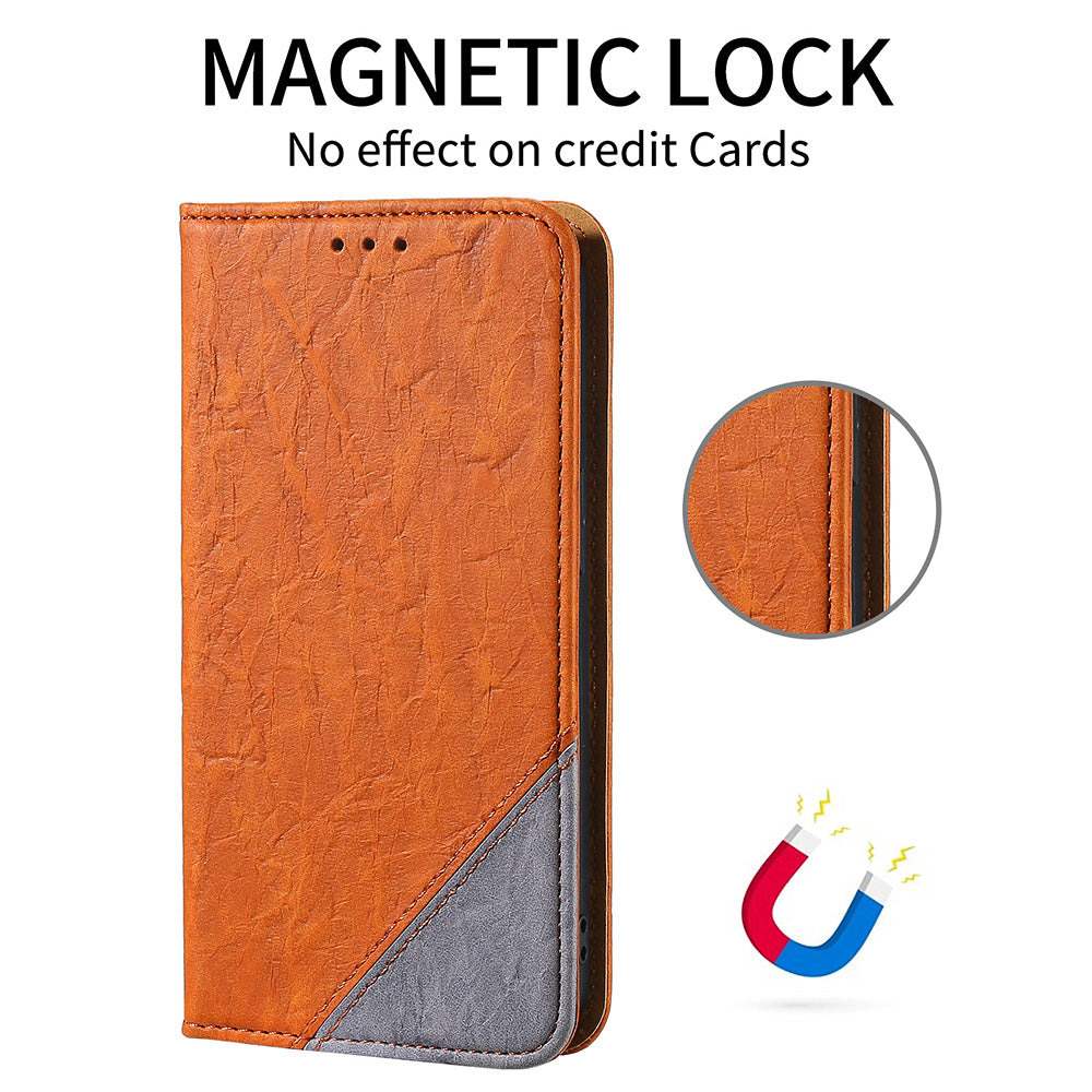 For Samsung Galaxy S20 4G/S20 5G Color Splicing Wallet Stand Leather Case Folio Style Magnetic Auto-absorbed Shell - Brown