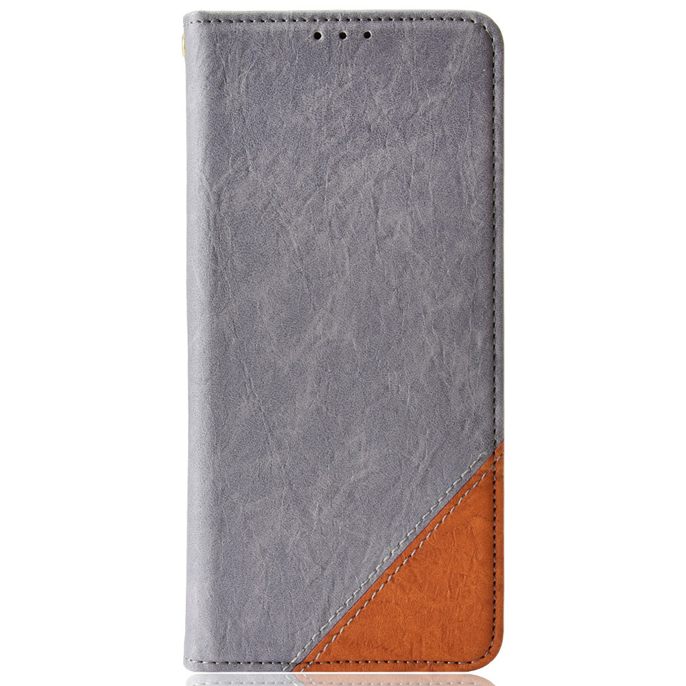 For Samsung Galaxy S20 4G/S20 5G Color Splicing Wallet Stand Leather Case Folio Style Magnetic Auto-absorbed Shell - Grey