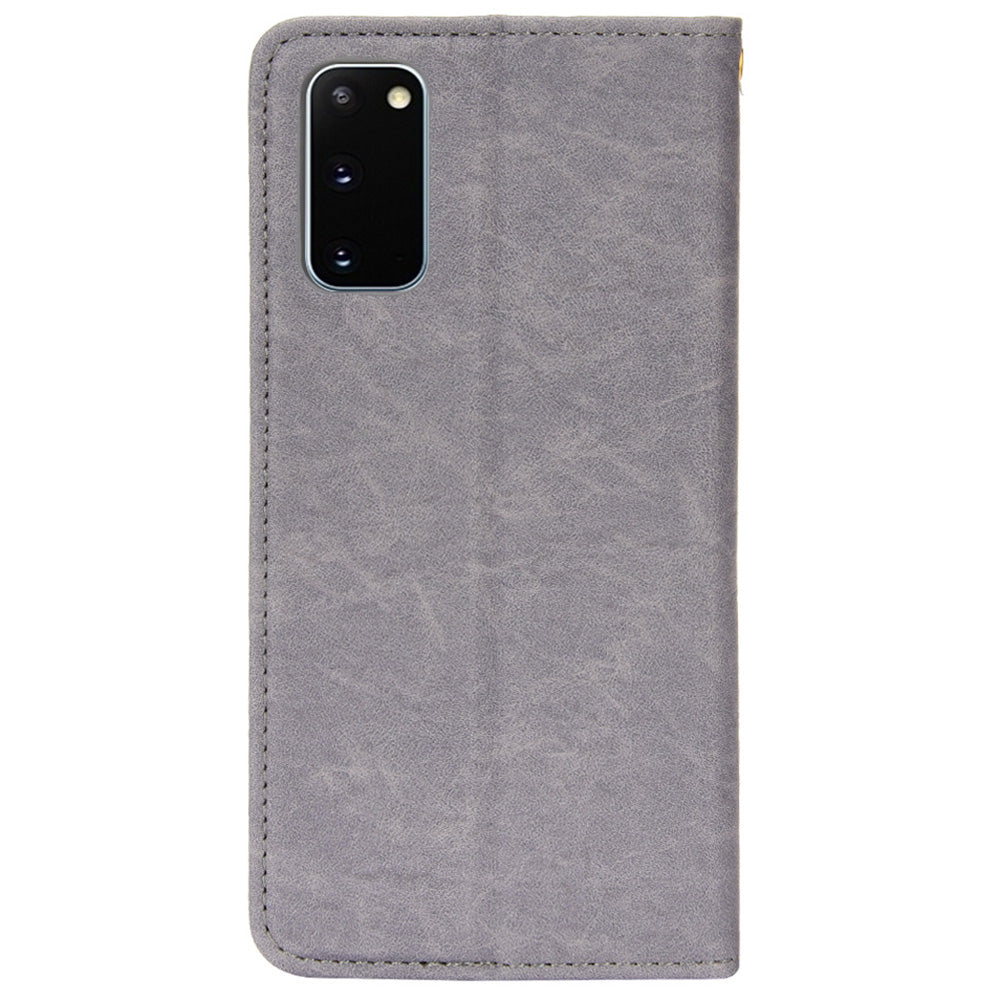 For Samsung Galaxy S20 4G/S20 5G Color Splicing Wallet Stand Leather Case Folio Style Magnetic Auto-absorbed Shell - Grey