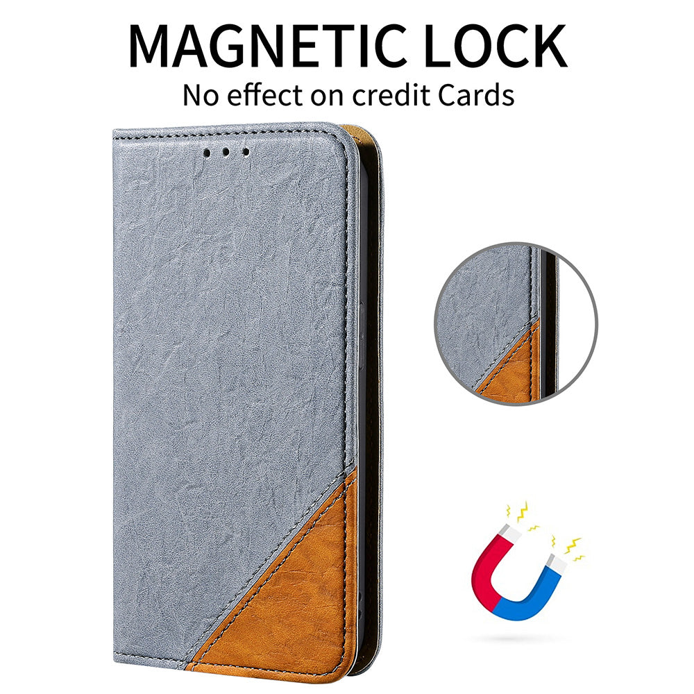 For Samsung Galaxy S20 4G/S20 5G Color Splicing Wallet Stand Leather Case Folio Style Magnetic Auto-absorbed Shell - Grey