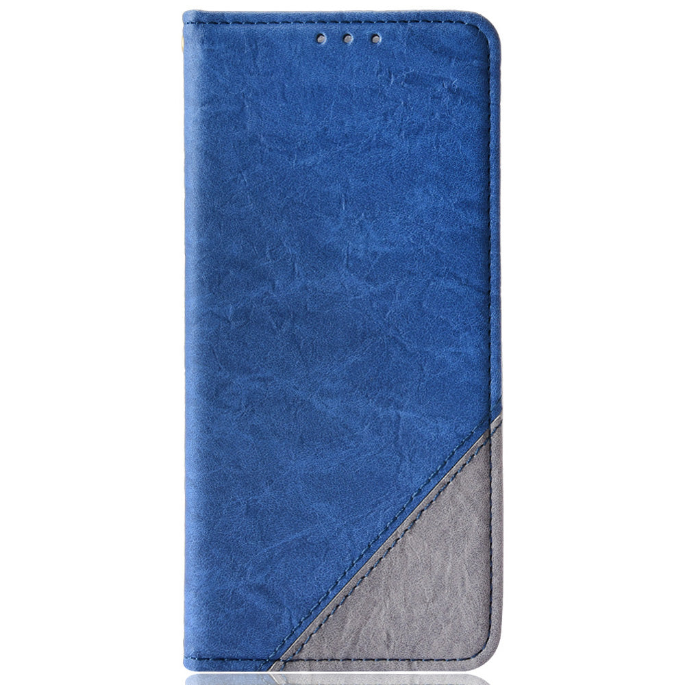 For Samsung Galaxy S20 4G/S20 5G Color Splicing Wallet Stand Leather Case Folio Style Magnetic Auto-absorbed Shell - Blue