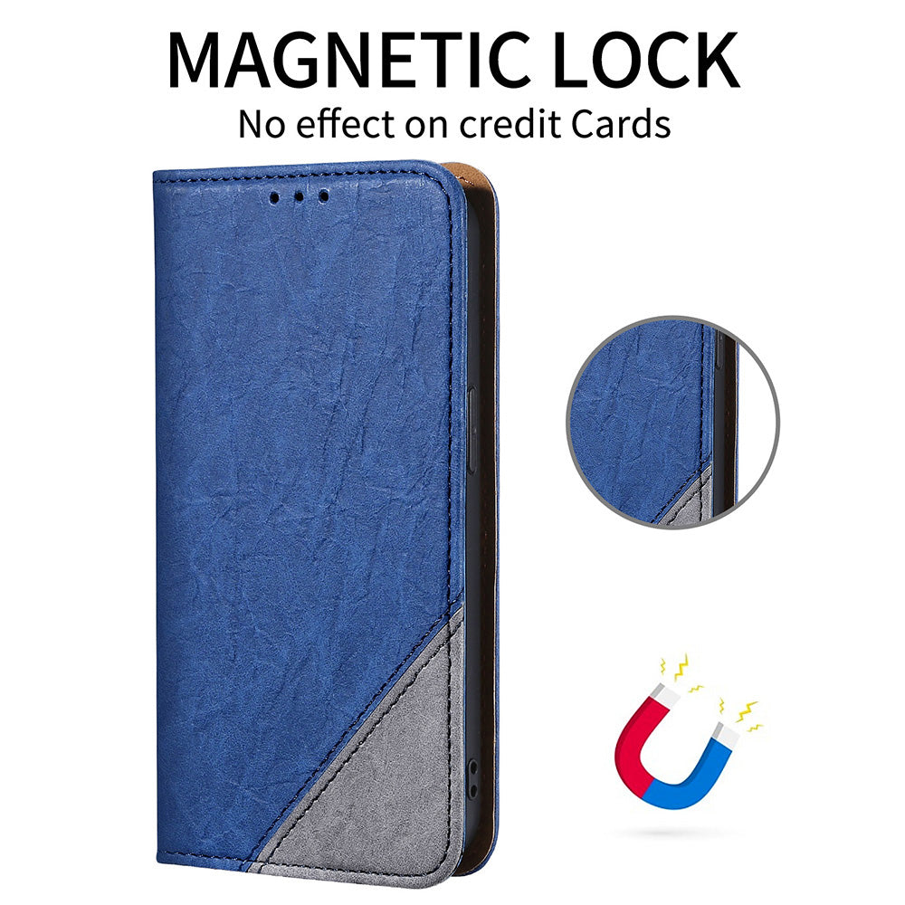 For Samsung Galaxy S20 4G/S20 5G Color Splicing Wallet Stand Leather Case Folio Style Magnetic Auto-absorbed Shell - Blue