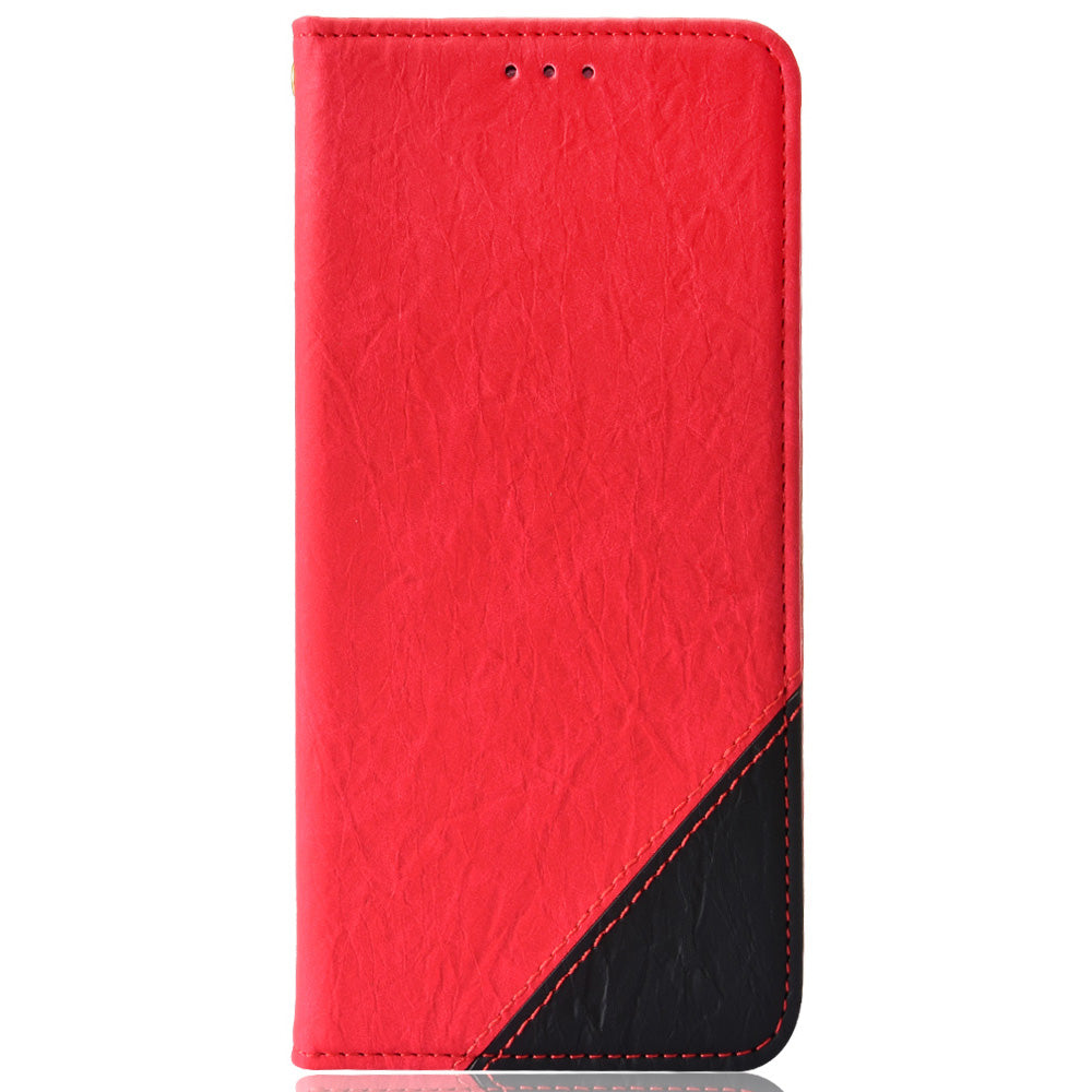 For Samsung Galaxy S20 4G/S20 5G Color Splicing Wallet Stand Leather Case Folio Style Magnetic Auto-absorbed Shell - Red