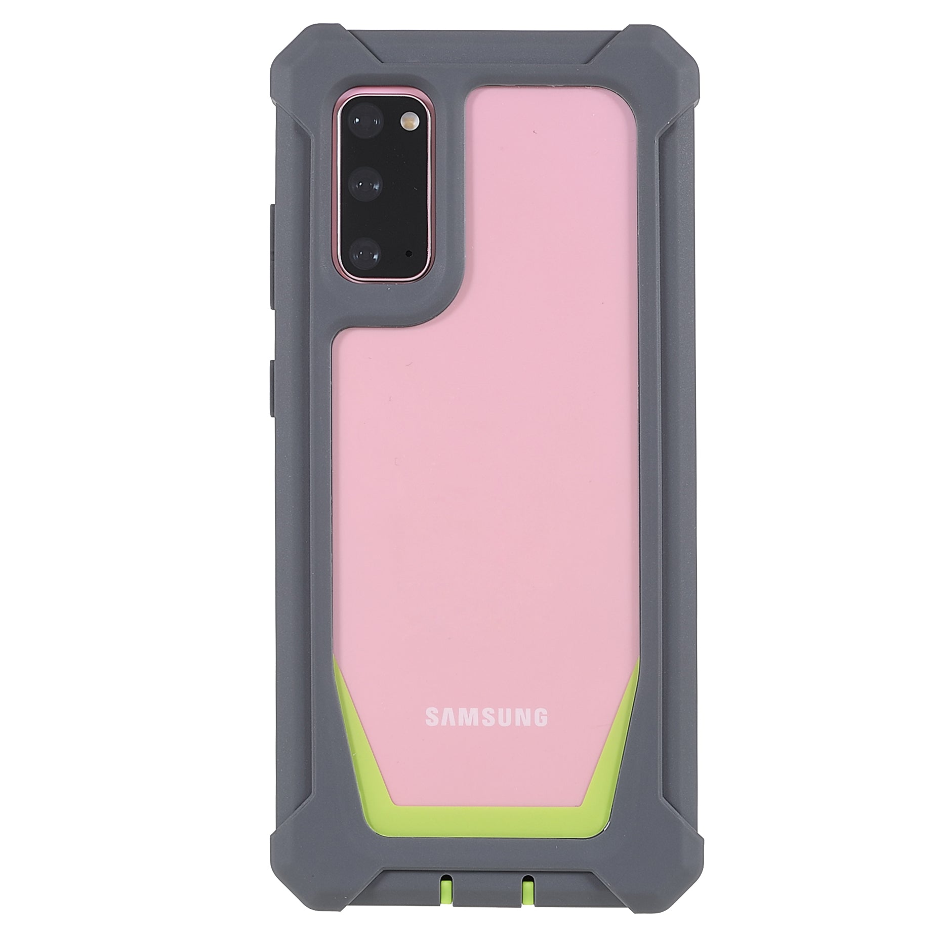 For Samsung Galaxy S20 4G/S20 5G Precise Cutout Shockproof Anti-drop Soft TPU Frame + Acrylic Back Detachable 2-in-1 Mobile Phone Case - Dark Grey/Grass Green