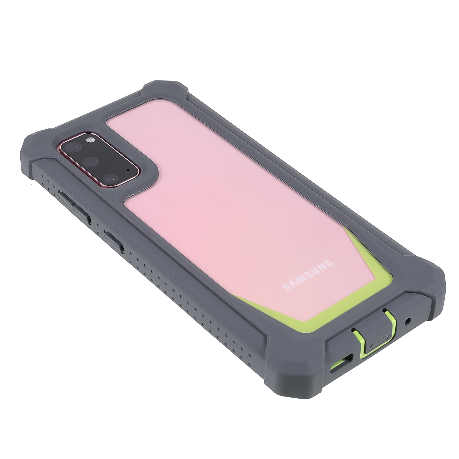 For Samsung Galaxy S20 4G/S20 5G Precise Cutout Shockproof Anti-drop Soft TPU Frame + Acrylic Back Detachable 2-in-1 Mobile Phone Case - Dark Grey/Grass Green