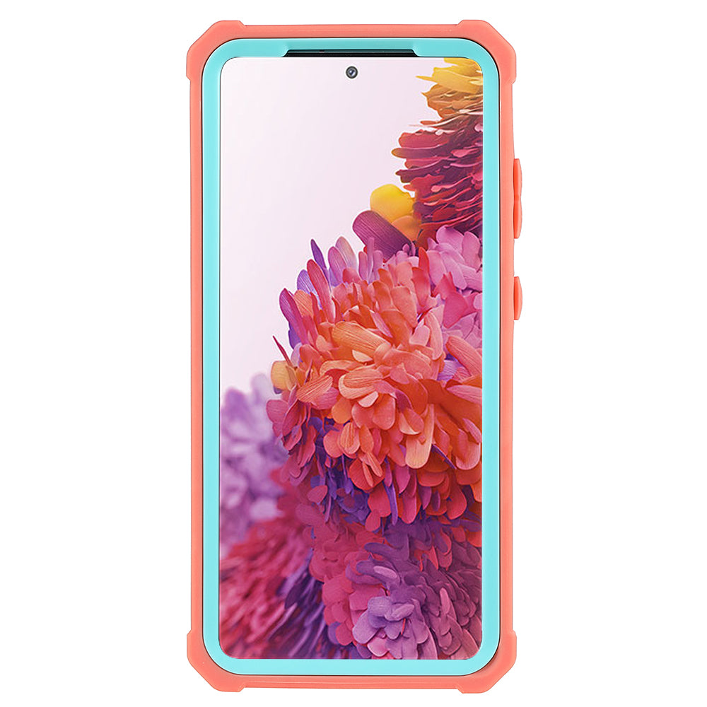 For Samsung Galaxy S20 4G/S20 5G Precise Cutout Shockproof Anti-drop Soft TPU Frame + Acrylic Back Detachable 2-in-1 Mobile Phone Case - Coral Pink/Bluish Green