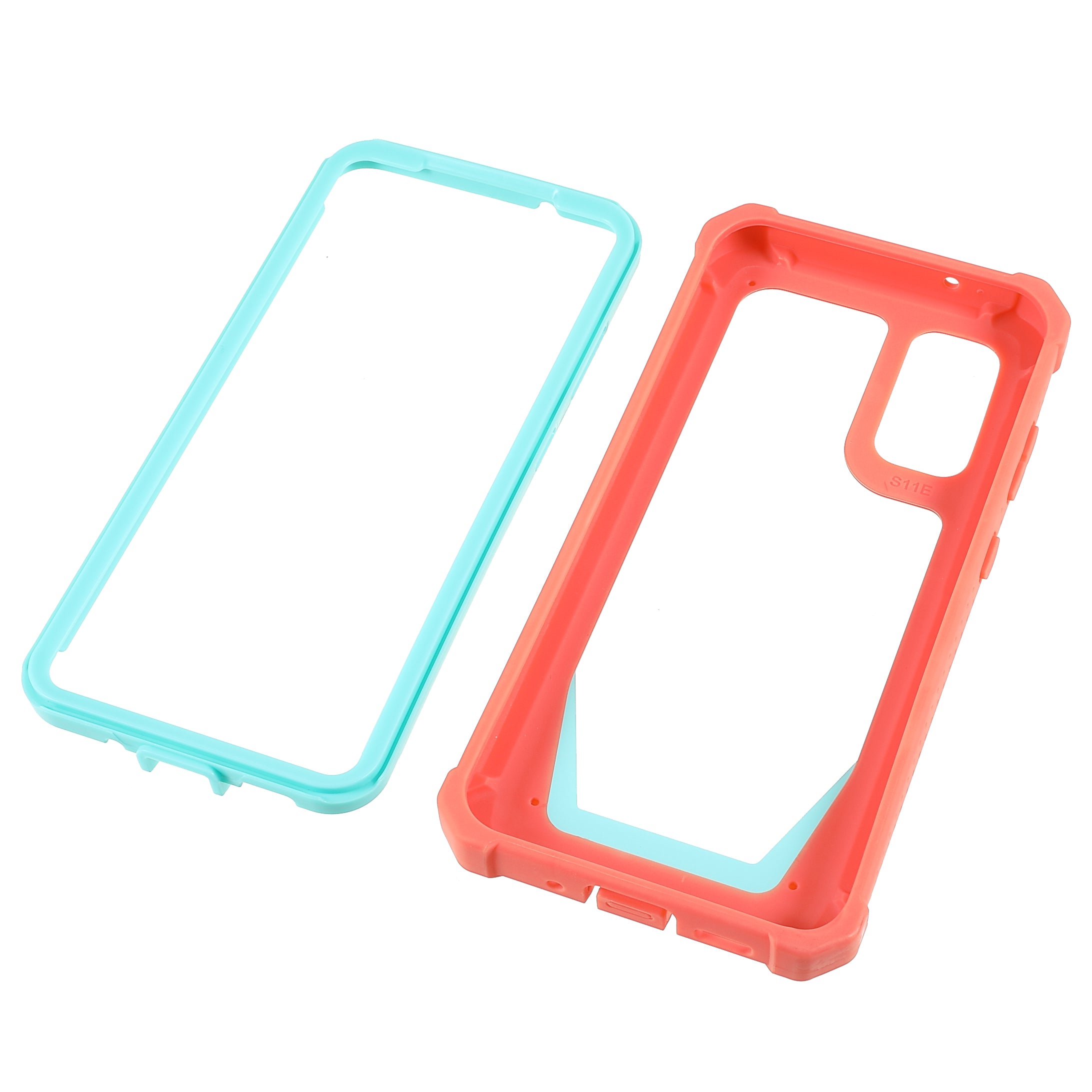 For Samsung Galaxy S20 4G/S20 5G Precise Cutout Shockproof Anti-drop Soft TPU Frame + Acrylic Back Detachable 2-in-1 Mobile Phone Case - Coral Pink/Bluish Green