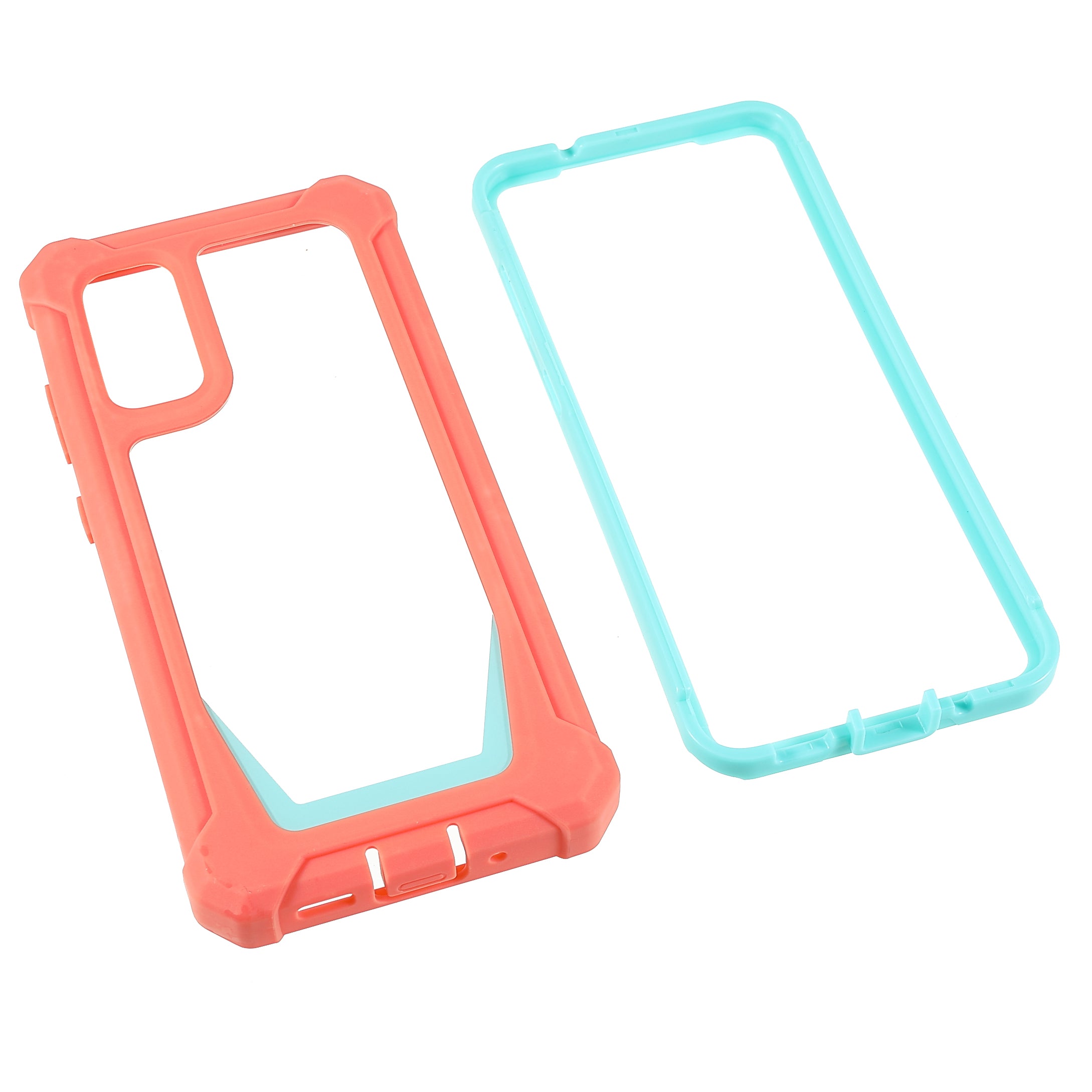 For Samsung Galaxy S20 4G/S20 5G Precise Cutout Shockproof Anti-drop Soft TPU Frame + Acrylic Back Detachable 2-in-1 Mobile Phone Case - Coral Pink/Bluish Green