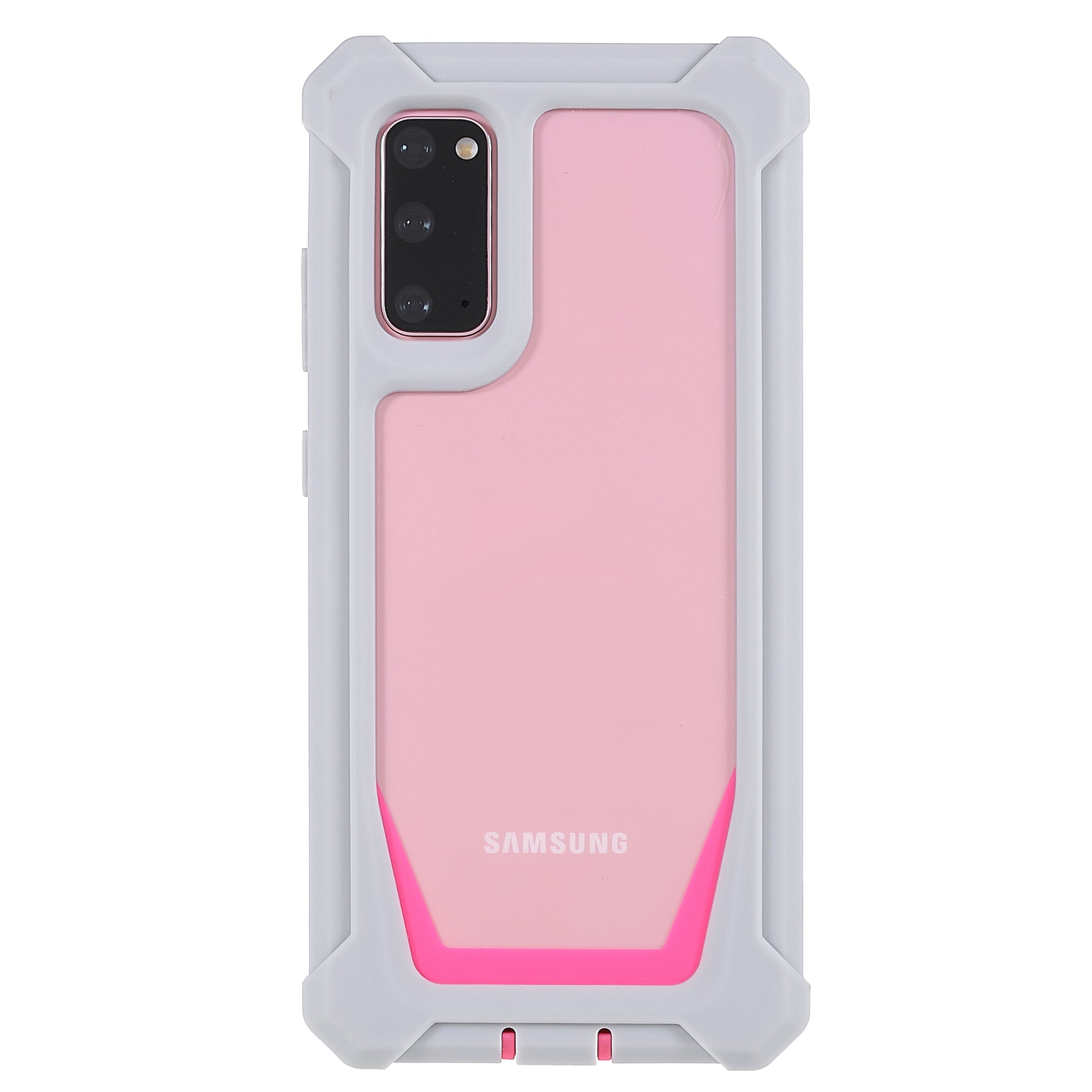 For Samsung Galaxy S20 4G/S20 5G Precise Cutout Shockproof Anti-drop Soft TPU Frame + Acrylic Back Detachable 2-in-1 Mobile Phone Case - Grey/Rose