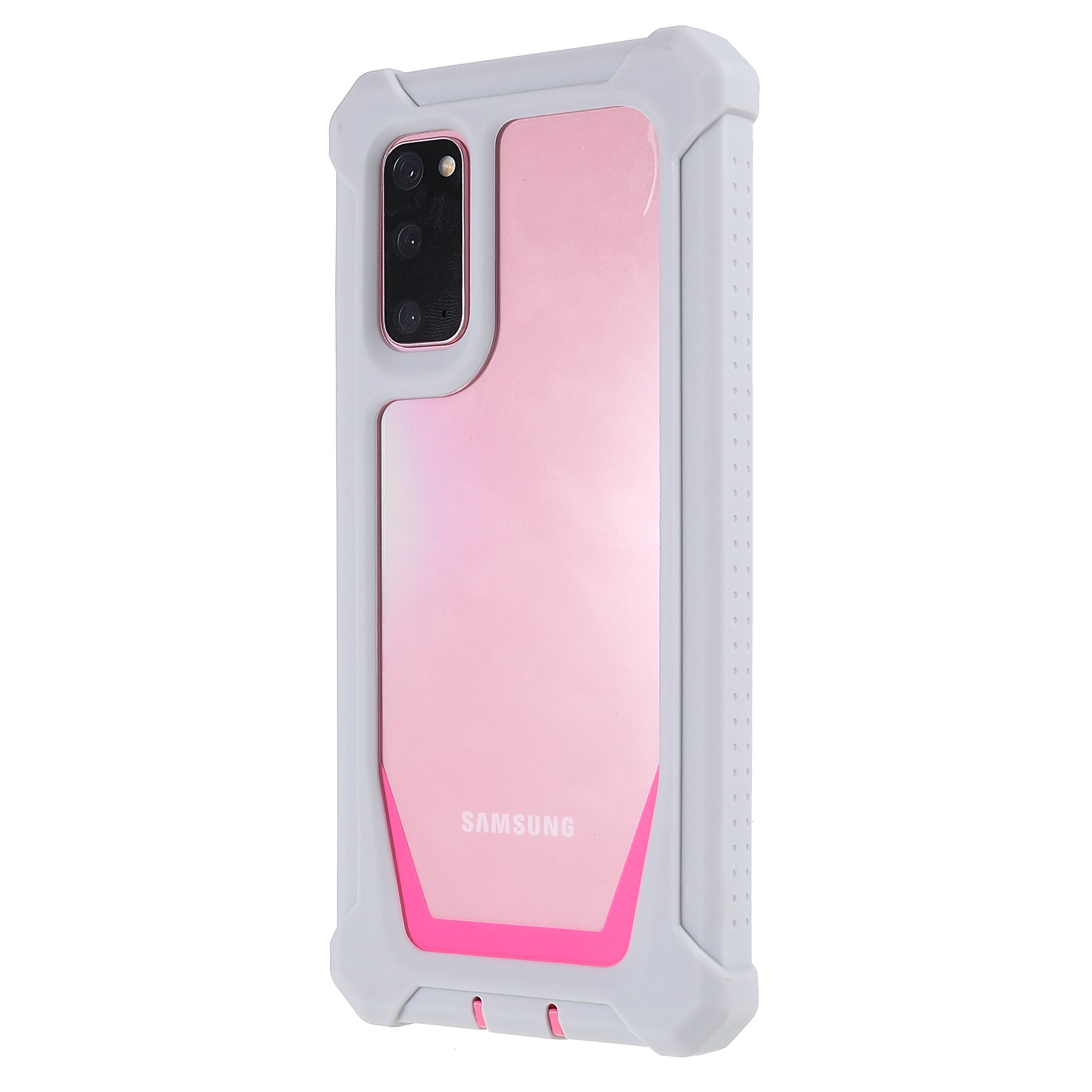 For Samsung Galaxy S20 4G/S20 5G Precise Cutout Shockproof Anti-drop Soft TPU Frame + Acrylic Back Detachable 2-in-1 Mobile Phone Case - Grey/Rose