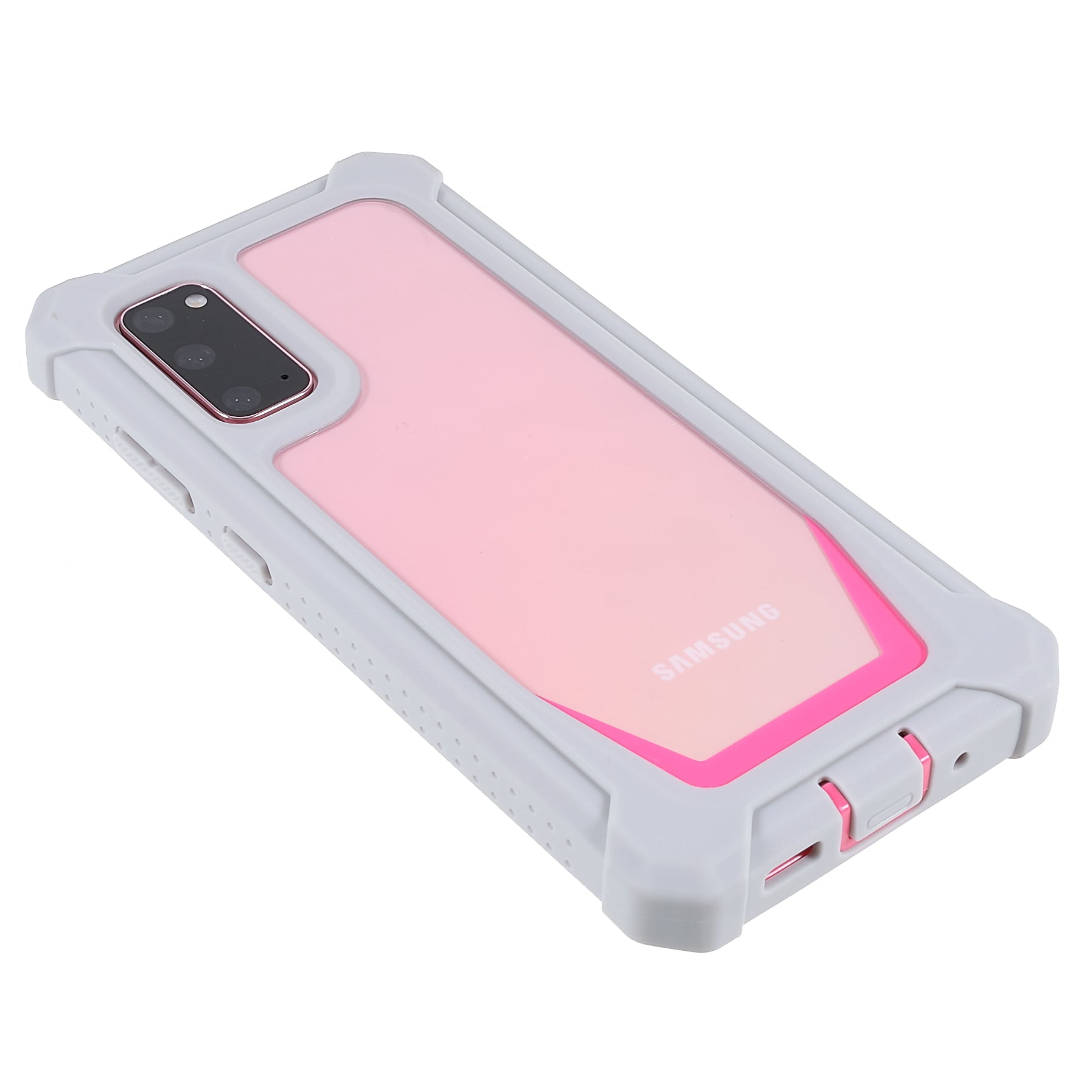 For Samsung Galaxy S20 4G/S20 5G Precise Cutout Shockproof Anti-drop Soft TPU Frame + Acrylic Back Detachable 2-in-1 Mobile Phone Case - Grey/Rose