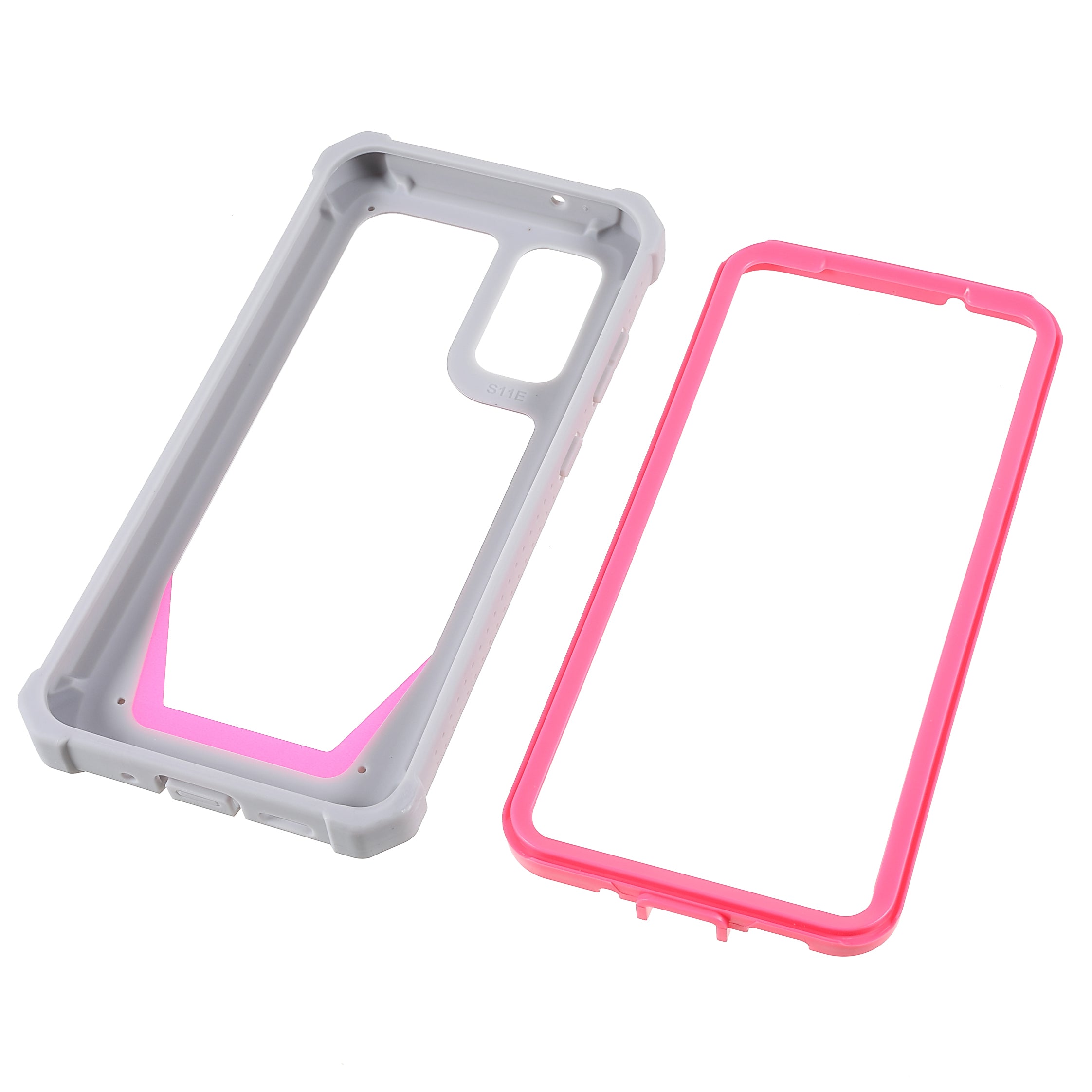 For Samsung Galaxy S20 4G/S20 5G Precise Cutout Shockproof Anti-drop Soft TPU Frame + Acrylic Back Detachable 2-in-1 Mobile Phone Case - Grey/Rose