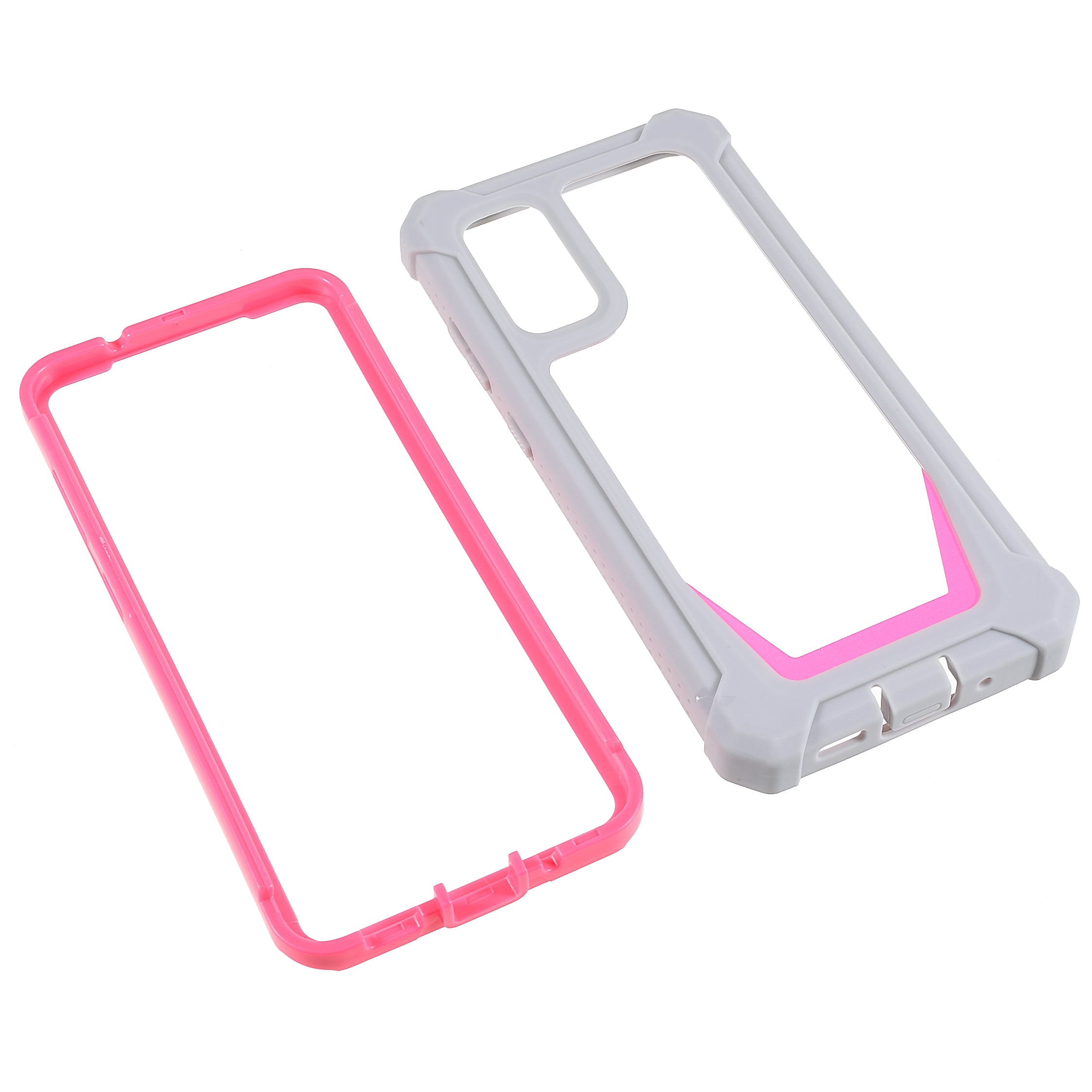 For Samsung Galaxy S20 4G/S20 5G Precise Cutout Shockproof Anti-drop Soft TPU Frame + Acrylic Back Detachable 2-in-1 Mobile Phone Case - Grey/Rose