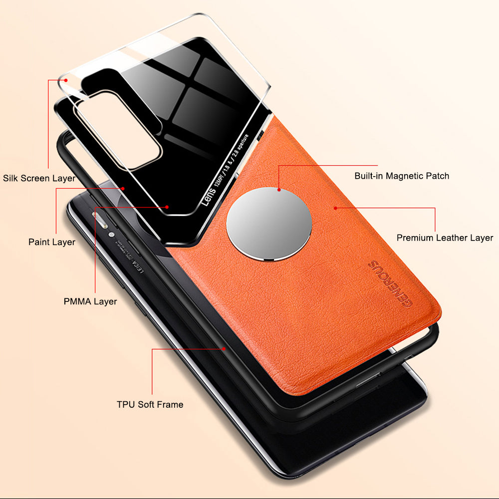 For Samsung Galaxy S20 5G/4G Scratch Resistant Phone Case Shockproof Anti-Fall TPU Frame Phone Cover with Magnetic Metal Sheet - Orange