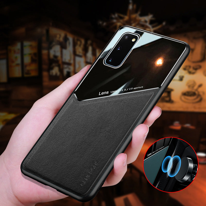 For Samsung Galaxy S20 5G/4G Scratch Resistant Phone Case Shockproof Anti-Fall TPU Frame Phone Cover with Magnetic Metal Sheet - Black