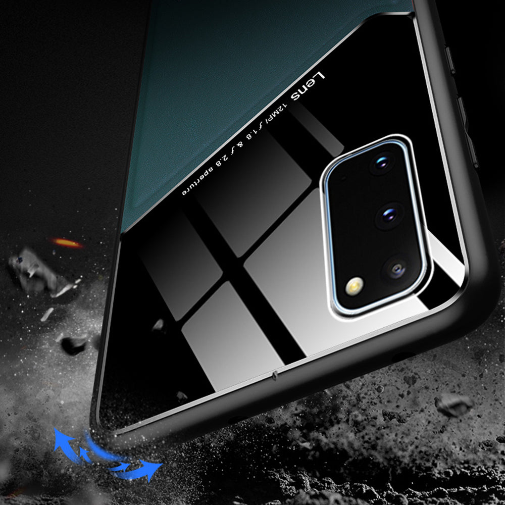 For Samsung Galaxy S20 5G/4G Scratch Resistant Phone Case Shockproof Anti-Fall TPU Frame Phone Cover with Magnetic Metal Sheet - Black