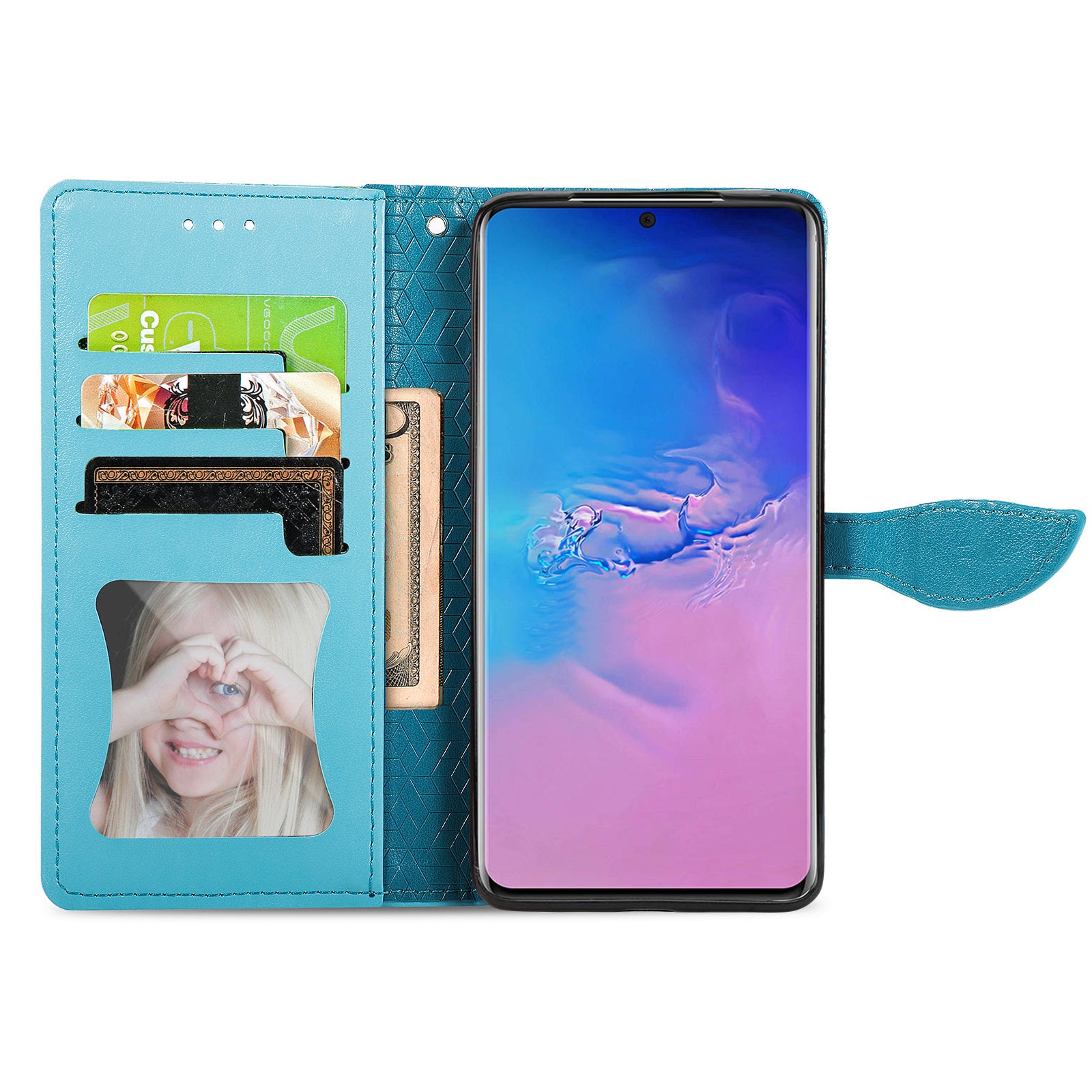 For Samsung Galaxy S20 Ultra Flip Phone Case Imprinted Dream Wings Pattern TPU+PU Leather Folio Stand Function Wallet Phone Cover with Strap - Blue