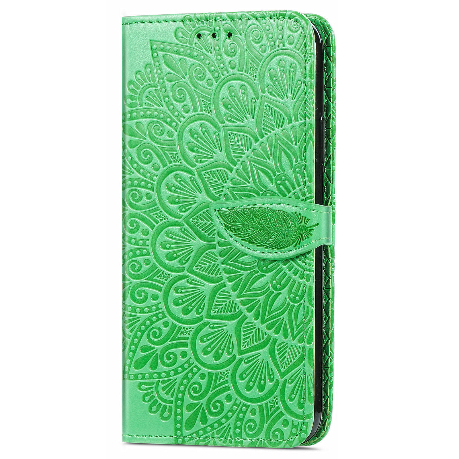 For Samsung Galaxy S20 4G/5G Smartphone Case Bag Stand Design Imprinted Dream Wings Pattern TPU+PU Leather Wallet Flip Cover with Strap - Green