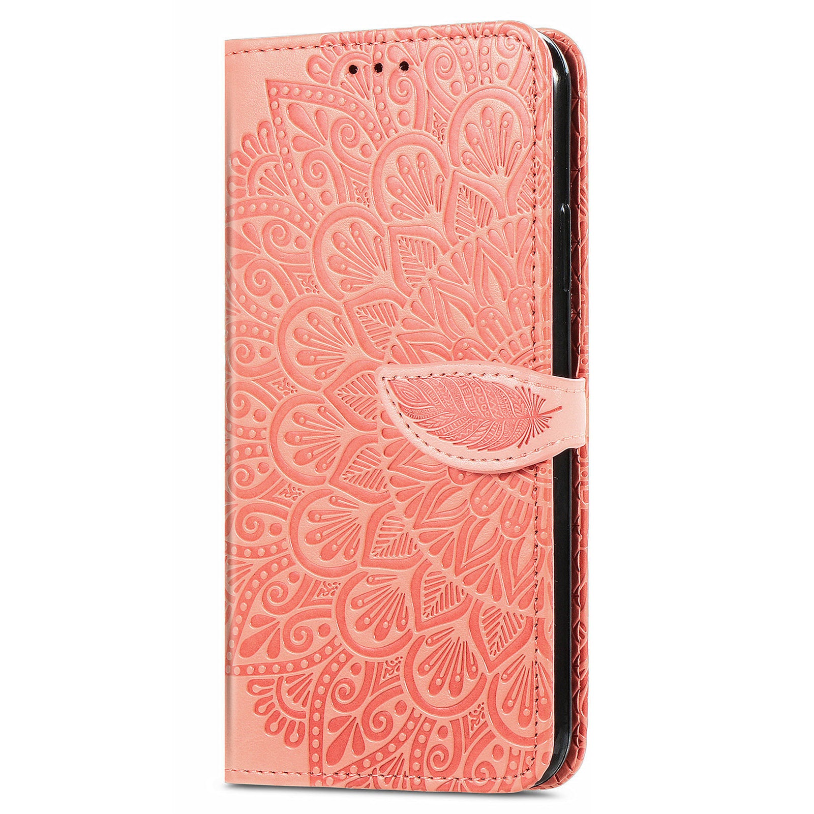 For Samsung Galaxy S20 4G/5G Smartphone Case Bag Stand Design Imprinted Dream Wings Pattern TPU+PU Leather Wallet Flip Cover with Strap - Orange