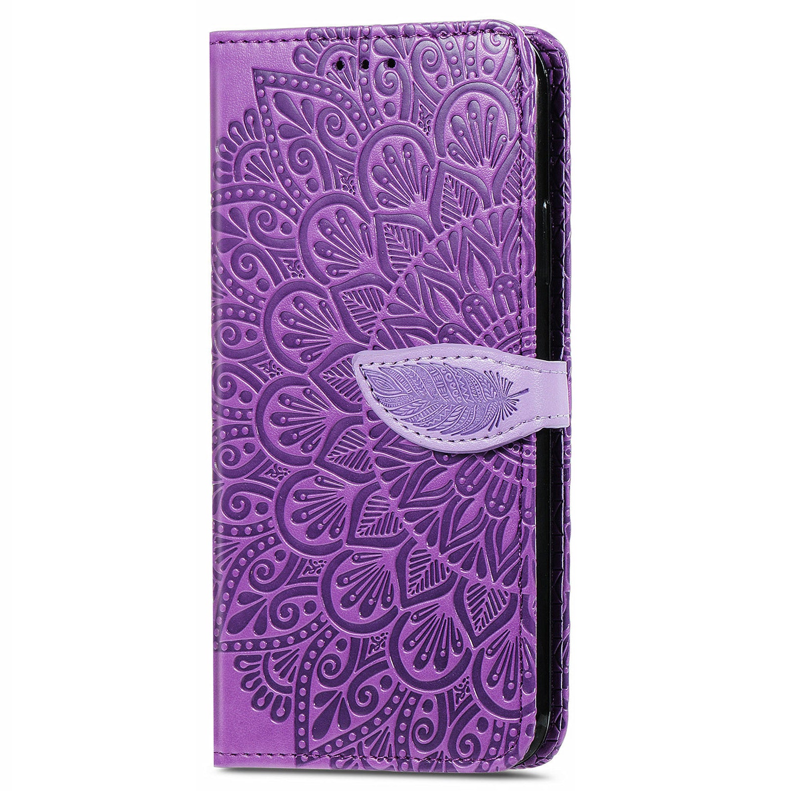 For Samsung Galaxy S20 4G/5G Smartphone Case Bag Stand Design Imprinted Dream Wings Pattern TPU+PU Leather Wallet Flip Cover with Strap - Purple