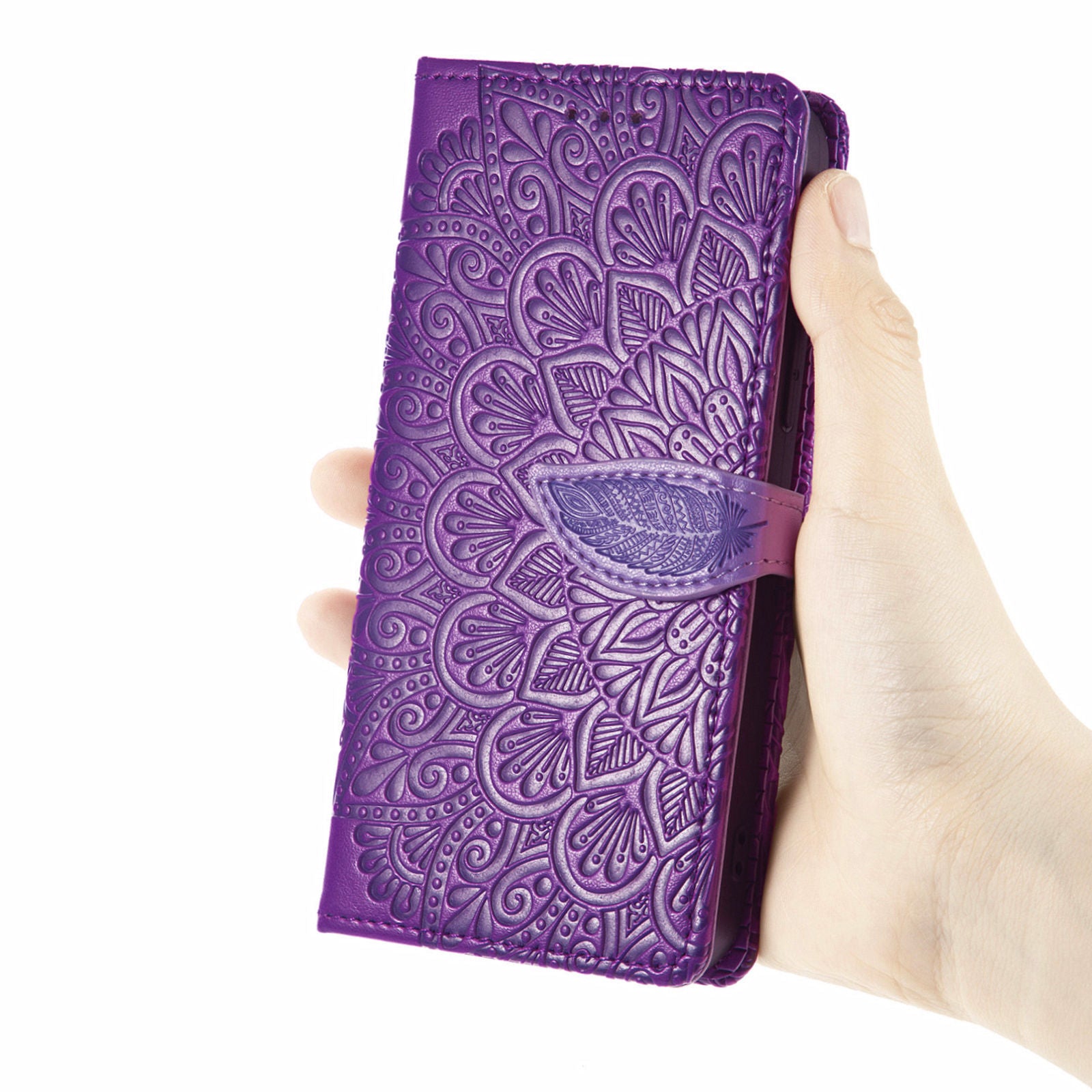 For Samsung Galaxy S20 4G/5G Smartphone Case Bag Stand Design Imprinted Dream Wings Pattern TPU+PU Leather Wallet Flip Cover with Strap - Purple