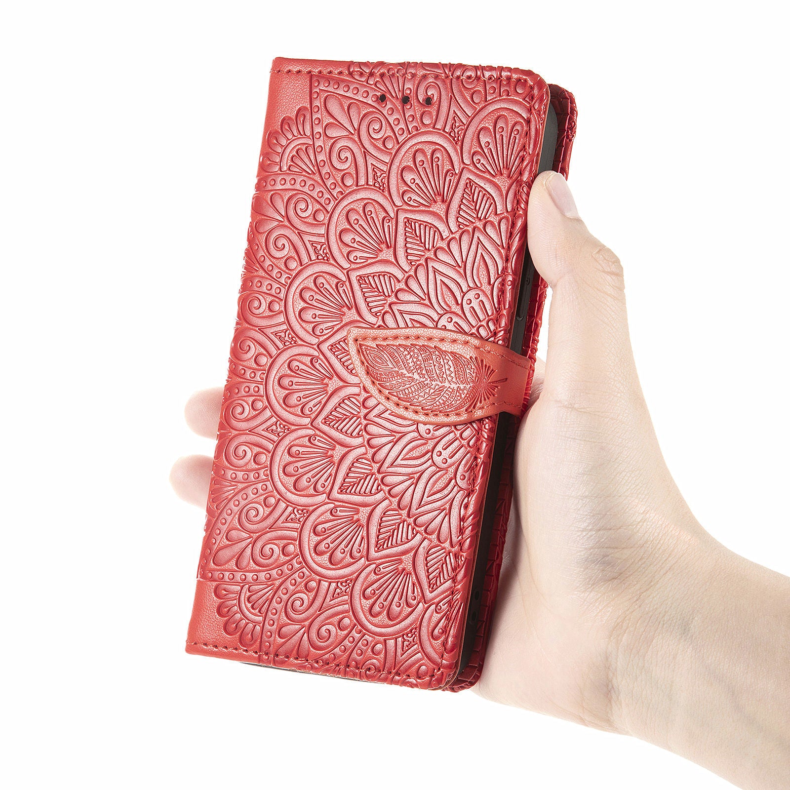 For Samsung Galaxy S20 4G/5G Smartphone Case Bag Stand Design Imprinted Dream Wings Pattern TPU+PU Leather Wallet Flip Cover with Strap - Red