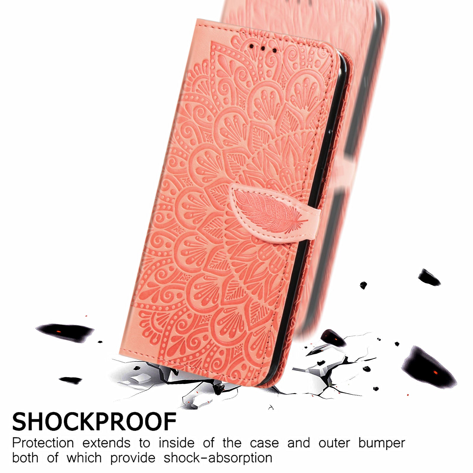 For Samsung Galaxy S20 FE 2022/S20 FE/S20 FE 5G/S20 Lite PU Leather Cell Phone Case Imprinted Dream Wings Pattern Shockproof Stand Wallet Cover with Strap - Orange