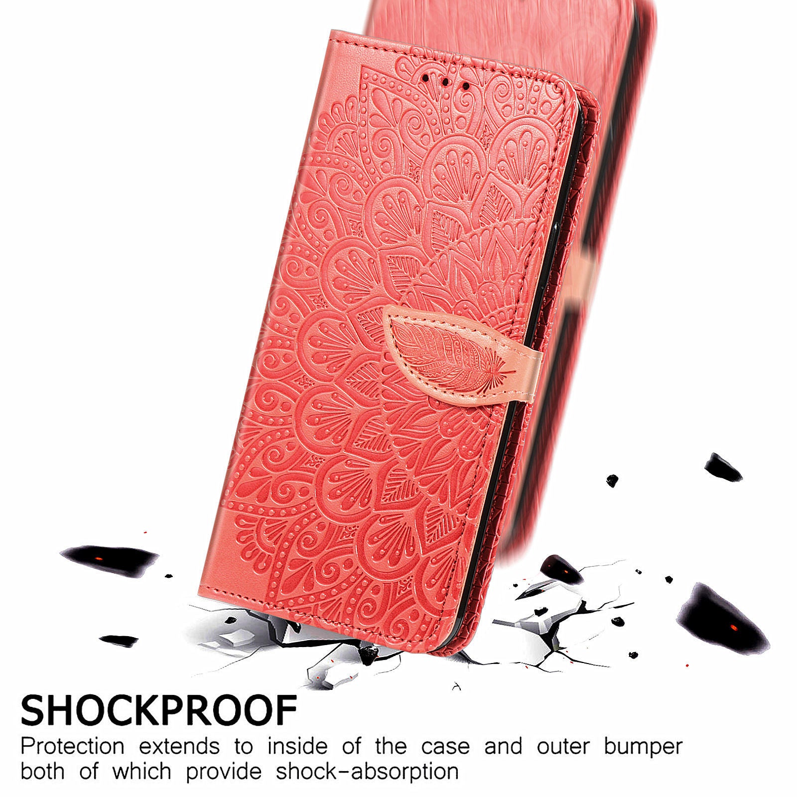 For Samsung Galaxy S20 FE 2022/S20 FE/S20 FE 5G/S20 Lite PU Leather Cell Phone Case Imprinted Dream Wings Pattern Shockproof Stand Wallet Cover with Strap - Red