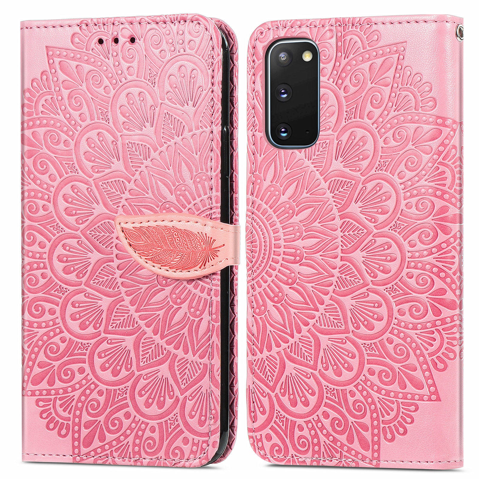 For Samsung Galaxy S20 FE 2022/S20 FE/S20 FE 5G/S20 Lite PU Leather Cell Phone Case Imprinted Dream Wings Pattern Shockproof Stand Wallet Cover with Strap - Pink